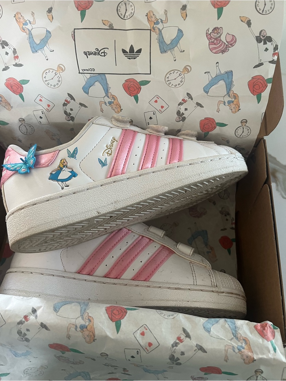 adidas White & Pink Alice in Wonderland Kids Sneakers